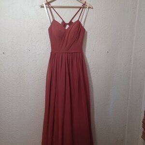 Azazie Bridesmaid Maxi Gown A2 Dusty Rose / Rust Sweetheart Side Slit Dress